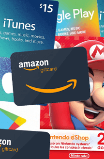 Steam, PSN, Xbox Live, iTunes, Google, and Amazon gift cards
