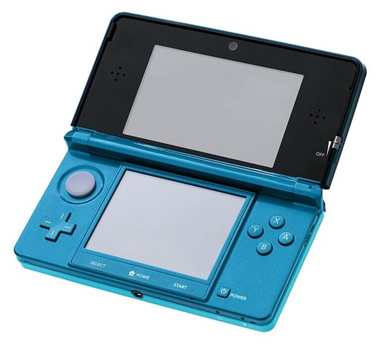 The first incarnation of the 3DS in Aqua Blue. (Image Source: Evan-Amos on Wikimedia Commons)